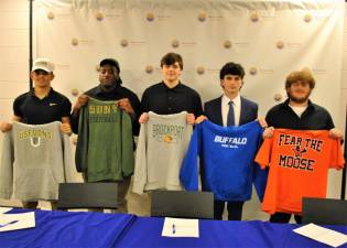 Warwick Valley High School seniors Chase Fogg, Christian Felix, David “DJ” Madura, William “Joey” Krasniewicz, and Jacob Gibel.