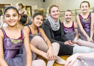 Warwick Center for Performing Arts Director Melissa Padham-Maass with Junior Company students.