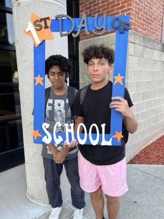 Alex B. and Yanni H. gear up for a new year at S. S. Seward.