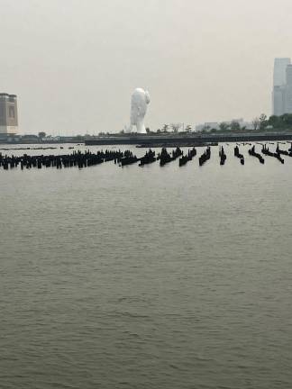 A view of the Water’s Soul sculpture in Jersey City from Hoboken, taken by Warwick resident Kevin Boyle.