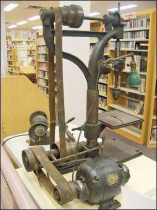 Machinery exhibit at GWL Library