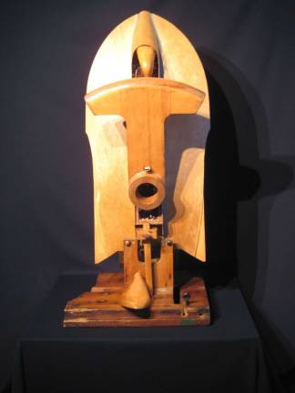 One of Fay Wood's sculptures is entitled &quot;Pope Joan,&quot; made of wood and found objects.