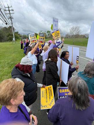 Nurses picket opposite Garnet Health Medical Center.