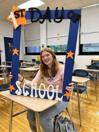 Jenna P. on the first day of her sophomore year.