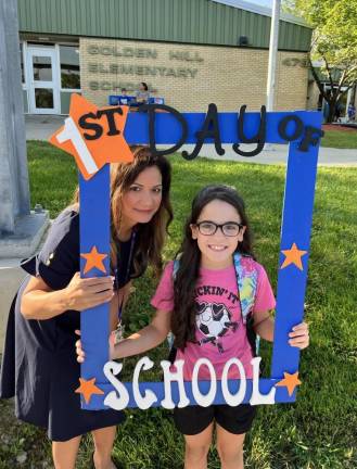 Florida Union Free School District Superintendent Lisamarie Spindler with fourth grader Aubrey R.