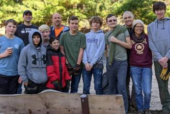 Scouts from Warwick Boy Scout Troop 38 took advantage of Sunday’s good weather to participate in a fall cleanup project at 3 Pines Nature Place at the Warwick Valley Community Center. Photos provided by Pam Burgio, Troop 38 Community Service Coordinator.