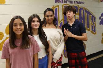 Warwick Valley Middle School Student Senate leadership: Olivia Conklin, vice president; Lily Kalil, secretary; Jadalynn Acosta, treasurer; and Denis McAteer, president.