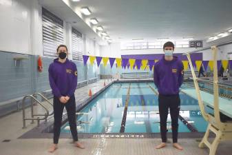 Will Danaher and Dan Jackson, the senior captains for the Warwick Valley boys swimming program, have demonstrated their leadership abilities this season. Provided photo.