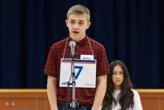Markus Ferrara, an eighth-grade student who attends Port Jervis Middle School won the annual regional spelling bee at Orange-Ulster BOCES on March 16, 2023.