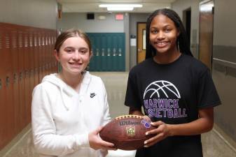 Brianna Brookins and Alyssa Sarlo joined the flag football teams, because they say regular football is considered a “guy’s sport.”