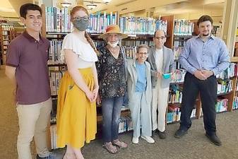 Pictured from left to right are: Benjamin Durgin, Ellie Hanson, Hope Arber, Susan D. Dickes, Glenn P. Dickes and Nicholas Caban. Provided photo.
