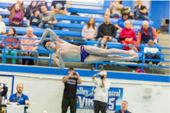Freshman Voloshin won his second Section 9 title scoring 609.20 points, the second highest in the history of the meet.
