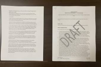 Copy of the Town of Warwick’s proposed battery storage law, on view at the July 23 public hearing.