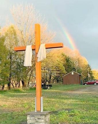 His project, a large wooden cross at the Warwick United Methodist Church, was done in honor of his late great uncle, Frank Atkins.