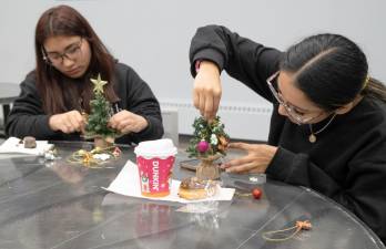 Mount Saint Mary College students take part in the Decorate a Mini Tree Event on Nov. 12, 2025 in the Hudson Hall to get ready for the holiday season.