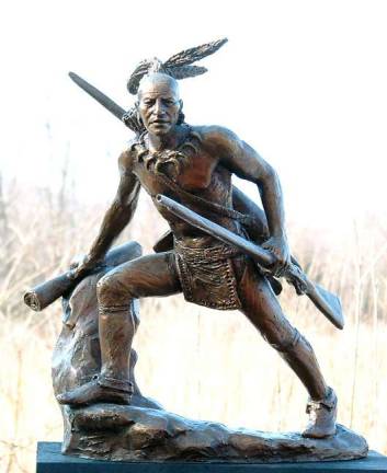 Sculpture by Michael Keropian (keropiansculpture.com) Sachem Daniel Nimham (1726- 1778) was a Wappinger Native American and one of America's first veterans who lived in and around Dutchess, Putnam and Westchester counties. The family name of &quot;Nimham&quot; is on numerous land deeds and in local history books. Daniel's pursuit to reclaim the lost lands of his people from the land grabbers is well recorded, and after an unsuccessful visit to England in 1766 to reclaim the lost lands, he volunteered to serve on the continental side in the war against England. He and his son Abraham (1745- 1778) died in the Battle of Kingsbridge now in Van Cortland Park Area of the Bronx. The statute stands in Carmel.