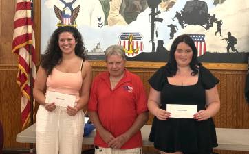 Photo (right to left): Sophia Escobar, Frank Rzeckowski (Commander, PLAV Post 16), and Samantha Kelley.