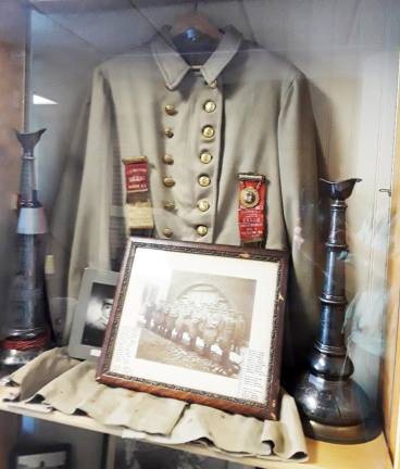 Warwick Fire Department items from the Excelsior Hose Company #1 are on display at the Warwick Historical Society at the Buckbee Center on Colonial Avenue.