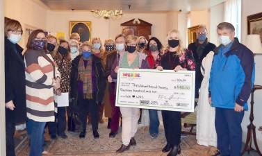 The Warwick Historical Society (WHS) is appreciative to Howard Hanna Rand Realty who held several fund raisers in support of the society. A check presentation for $1,410 was held upstairs in Baird’s Tavern on Tuesday, March 16. In addition, another $598 was raised through a fund raiser held via Facebook. WHS gave a special preview of the Society’s “Women’s Tea Party - Secret Suffrage Meeting” to the Howard Hanna Rand Realty team. Shown in the photo, from left to right are: Mary Ann Knight, Lisa Ryan, Sue Onderdonk, Grace Warren, Bridget Wallace, Regina Wittosch, Marsha Talbot, Danielle Roche, Lucy Zanetti, Chris Ford, Nora Gurvich, Kim Starks, Corrine Iurato, Rachael Heiss, Steven Wing and Jack Ellis. Provided photo.