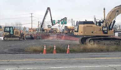 Crews work at the junction of I-87 and Route 17. Provided photos.