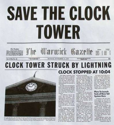 A creative Sophomore Float featuring WarwickþÄôs Clocktower Building was advanced with the distribution of þÄúBack to the FutureþÄù 1955 newspaper front page fliers with a headline proclaiming that the clock stopped at 10:04 when the building was struck by lightning.