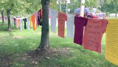The 2019 Clothesline Project at the Orange County Government Center in Goshen in pre-COVID-19 times. Photo provided by Orange County Executive’s Office.