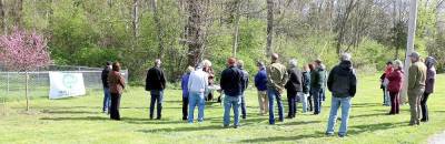 On Friday, April 30, Town of Warwick Supervisor Michael Sweeton, Mayor Michael Newhard, Councilman Floyd DeAngelo, other local officials and members of the Warwick Valley Gardeners, the Tree Commission and residents assembled at Union Corners Park near the dog park area. Although there were high winds and gusts that morning, they braved the conditions and assembled to celebrate Arbor Day and the planting of a flowering crab apple.