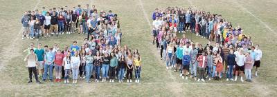 Members of the 2020 Warwick Valley High School Senior Class line up in the style for the class photo taken by Therese McLoughlin of the Art Department. The photo was taken prior to March 13, 2020.