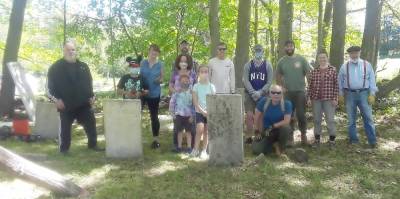 This is the Blooms family cemetery on Blooms Corners Road. The plot is on private property and the property owner was very grateful for the work done by volunteers. Provided photos.