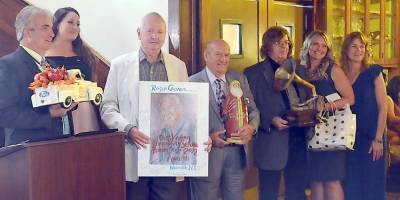 Seven community volunteers were honored for their service to Warwick during a celebration dinner on Sept. 15 at the Chateau Hathorn. A capacity audience of 140 attended the event hosted by the Warwick Valley Rotary Club. Shown, left to right, are 2021-2022 Warwick Citizen of the Year Leo R. Kaytes; Carmela Borrazas, 2020-2021 Outstanding Community Service; Roger Gavan and Vincent Poloniak, 2021-2022 honorees for Outstanding Community Service; 2020-2021 Warwick Citizen of the Year Frank Truatt; and Nicole McCormick and Jennifer O’Connor, 2020-2021 Outstanding Community Service award recipients. Photo by Michael Tjoa.