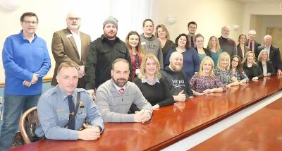 On Friday, Jan. 10, the new Board of Directors of the Warwick Valley Chamber of Commerce assembled for their first meeting of the new term. Rear from left, Michael Hodge, Mike Cordero, Jason Grizzanti, Anita Volpe, Mike Ehlers, Christy Tuper, Corrine Iurato, Justin Eltz, Nicole Tompkins, Christine Moley, John Redman, Valerie Zammitti, Michael Johndrow and James Mezzetti; seated from left, John Rader, David Leach, Amanda Becerra, Ryan Hansen, Jean Beattie, Janine Dethmers, Susan Ronga, AnnMarie Graziadio and Kimberly Starks.