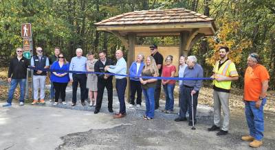 The ribbon for the two-mile trail connecting Hickory Hills Golf Course with a newly constructed parking area on Cascade road was cut on Sept. 29, 2025.