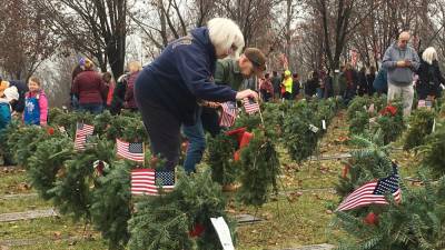 Last year’s Wreaths Across America ceremony at Orange County’s Veterans Memorial Cemetery.