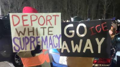 Hundreds protest ICE detention center in Industrial Park