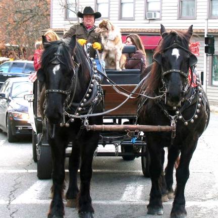Sean Giery leads a horse-drawn carriage ride around the Village of Warwick