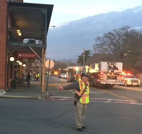 Photo by Patricia McCoy Railroad Avenue remained closed to traffic for most of the day.