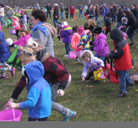 After last-minute instructions by Fire Department President Chad Quackenbush and the signal to go, the children were off and hunting, not only for the ordinary goodies, but also for three &#xfe;&#xc4;&#xfa;golden eggs,&#xfe;&#xc4;&#xf9; one for each age group. And each one of these entitled the lucky child to a special gift bag.