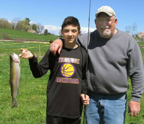 Patsy Legge can be proud of his grandson Chris Palmieri who landed a huge Rainbow Trout.