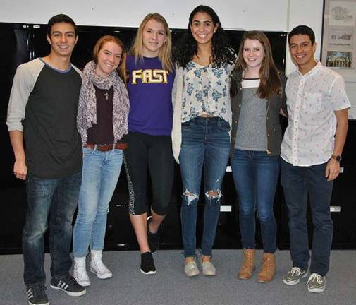 Jason Nafash, Jennie Prial, Emily Welling, Demi Herasme, Brogan Dineen and Thomas Nafash are members of the Warwick Valley High School's new Leadership Academy.