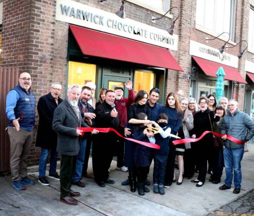 On Tuesday, Nov. 16, state, county and local officials, along with members of the Warwick Valley Chamber of Commerce, joined Victor Gelman, his family, friends and associates to celebrate the official grand opening of the Warwick Chocolate Company, 16 Railroad Ave., with a ribbon-cutting ceremony.