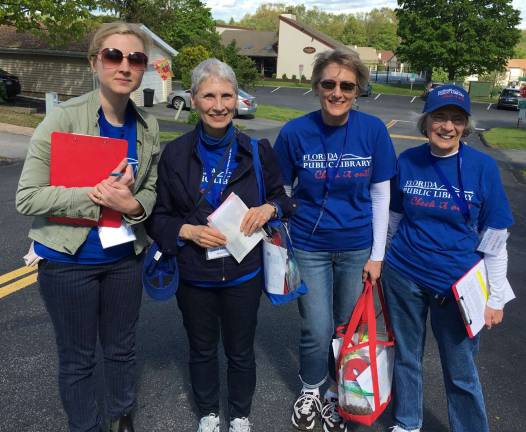 Provided Photo Librarian Sara Verneuille, Trustee Diane Arcieri, Library Assistant Annette Shaughnessy and Trustee Nancy Scott campaigned door-to-door for the Florida Public Library in May.