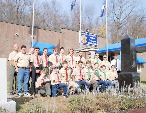 Boy Scout Troops were among those to attend the veteran service at the American Legion.