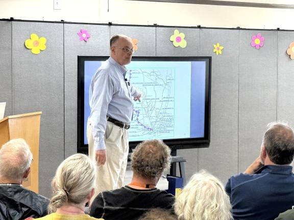 Historian and author Kevin Olsen shares local railroad history at the Greenwood Lake Public library.