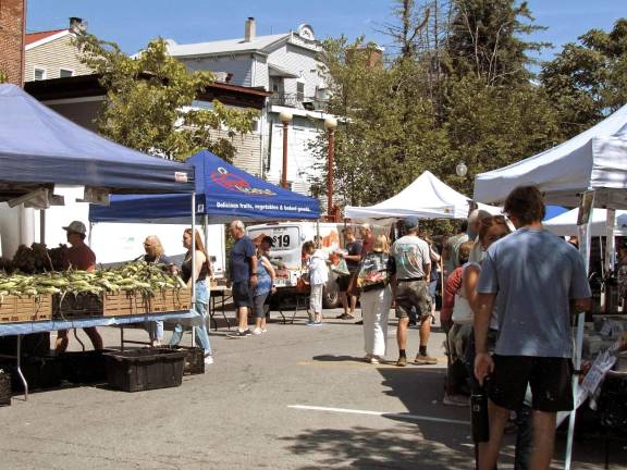 Patrons shop for local produce, baked good and more at the Warwick Valley Farmers Market.