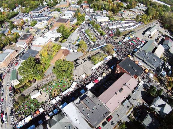 Best of 2014: While it may be hard to fix an exact number to how many people were at Applefest on Sunday, Oct. 5, most agreed the crowd was among the largest - if not the largest - ever to come to the village for this celebration of apples and Warwick. This image was taken at 12:49 p.m. at an elevation of 440 feet by Larry Miri of Truform Media Group. He used DJI Phantom 2+, a flying camera that takes high-definition videos and photographs; it also comes equipped with a GPS.