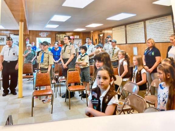 Girl and Boy Scouts attended the flag retirement ceremony.