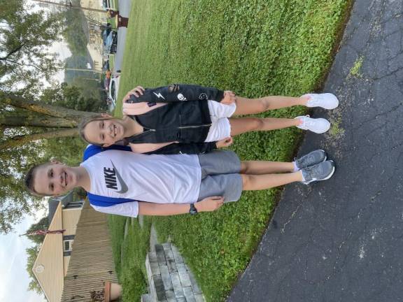 Aidan and Fiona’s first day of seventh and fifth grade.