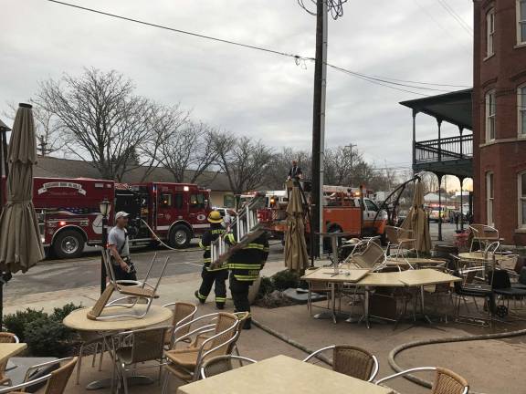 At about 2:30 p.m., clean up crews were in the scene, and the fire and building inspectors were expected to arrive shortly to investigate.