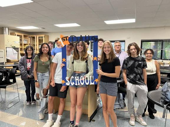 S. S. Seward teacher Stephen Petrisko with his physics class.