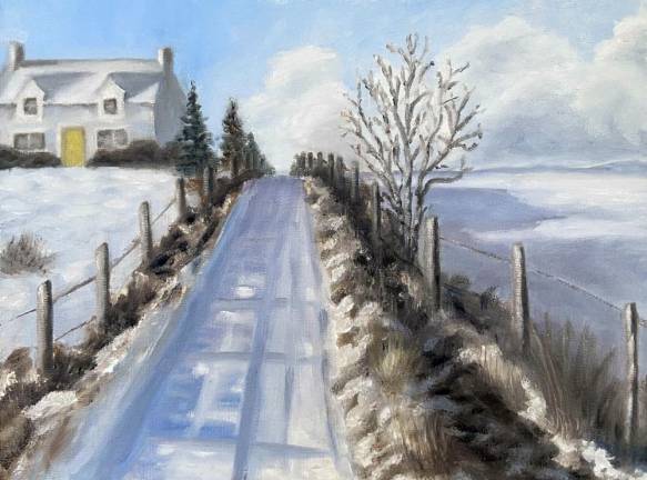 Snowy Hill, oil by Patti Hoeg.